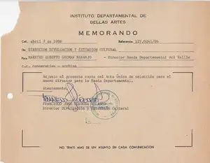 1986 - Acta única de Selección para el nuevo Director de la Banda Departamental del Valle