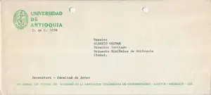 1988 - Carta de Agradecimiento del Decano de la Facultad de Artes de la Universidad de Antioquia