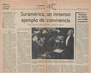 1999 Suramérica, un inmenso ejemplo de convivencia nota de periódico