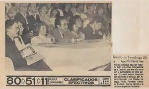 Nota de periódico - 1986 - Alberto Guzmán como jurado de festibuga