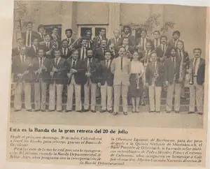 Nota de periódico - Banda de la Gran Retreta del 20 de julio