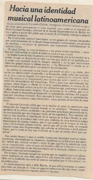 Nota de periódico - Hacia una identidad musical latinoamericana