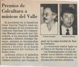 Premio de Colcultura a Alberto Guzmán